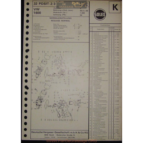 Solex 32 Pdsit E15383 E15384 Vw 1600