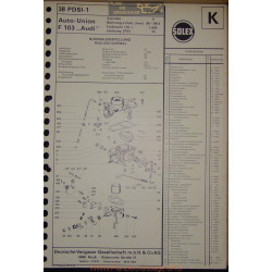 Solex 38 Pdsi E15370 Auto Union F103 Audi