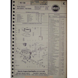 Solex 40 Cib E14993 14996 Auto Union Au10000 S