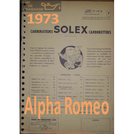Solex Cahier 727 Q 1973 Alpha Romeo