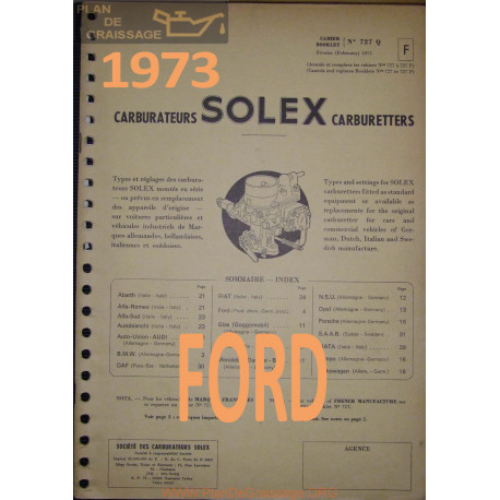 Solex Cahier 727 Q 1973 Ford