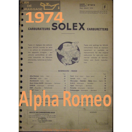 Solex Cahier 727 R 1974 Alpha Romeo