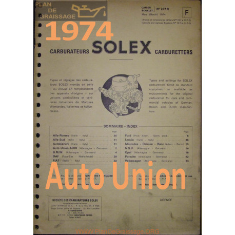Solex Cahier 727 R 1974 Auto Union