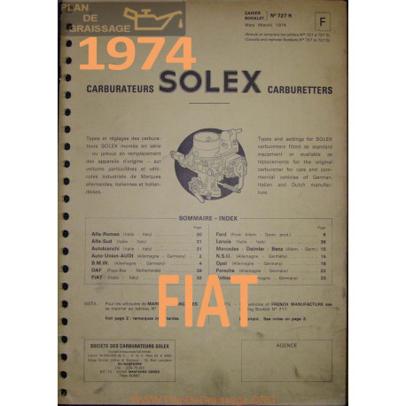 Solex Cahier 727 R 1974 Fiat