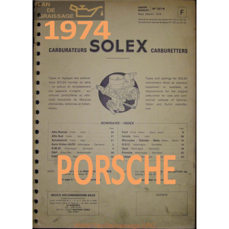 Solex Cahier 727 R 1974 Porsche