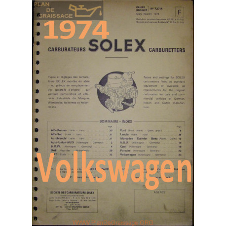 Solex Cahier 727 R 1974 Volkswagen