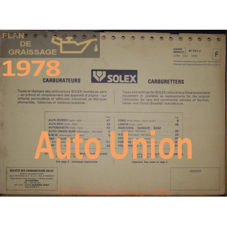Solex Cahier 727 U 1978 Auto Union