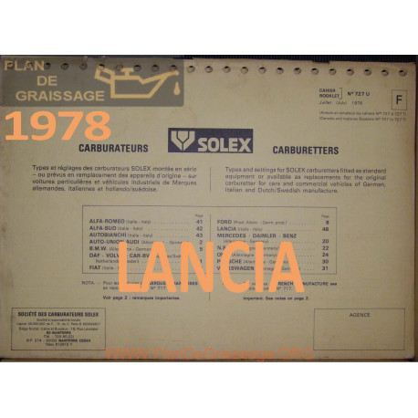 Solex Cahier 727 U 1978 Lancia