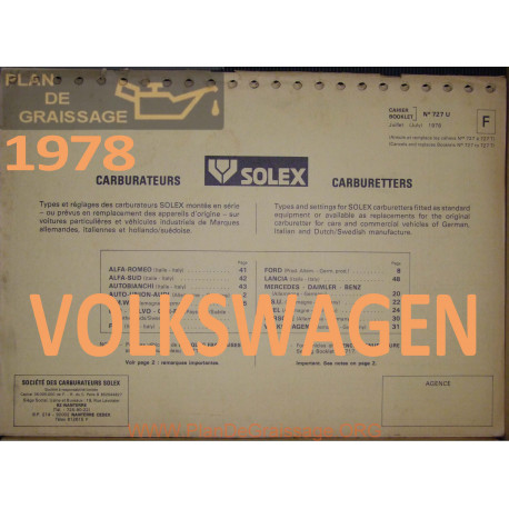 Solex Cahier 727 U 1978 Volkswagen