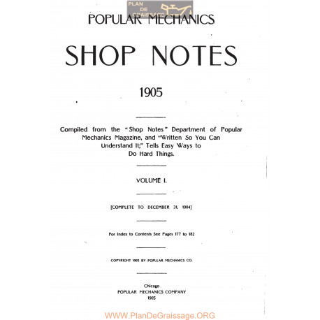 Shop Notes 1905 Popular Mechanics Volume1 1905