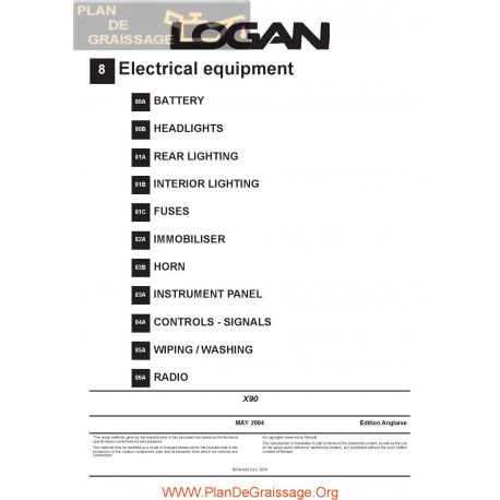 Dacia Logan 2004 Electrique Service Repair Manual