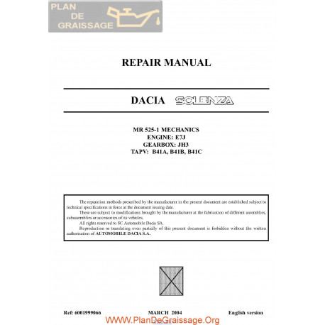 Dacia Solenza 2004 Repair Manual