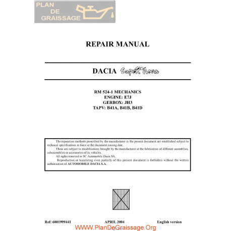 Dacia Super Nova 2004 Repair Manual