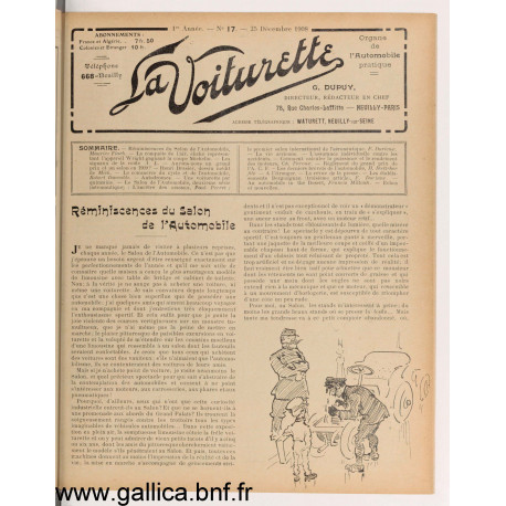 La Voiturette N17 Decembre 1908