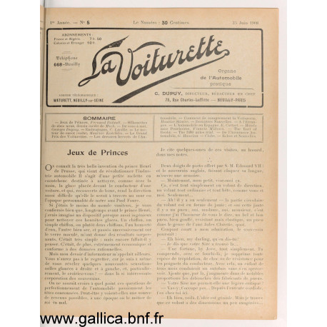 La Voiturette N5 25 Juin 1908