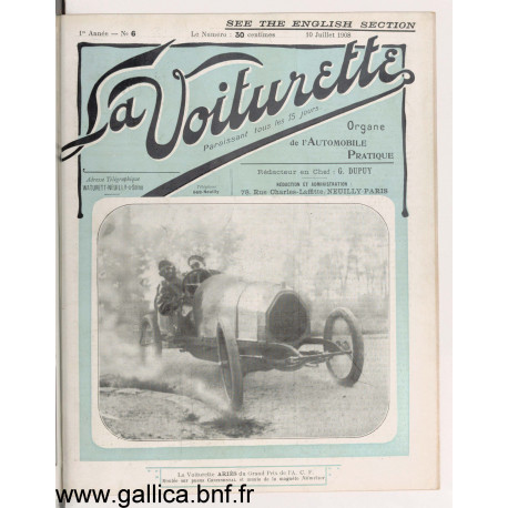 La Voiturette N6 English Section 10 Juillet 1908