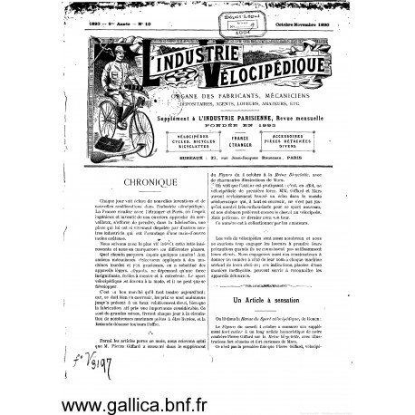 L Industrie Velocipedique 1890 Organe Des Fabricants Mecaniciens