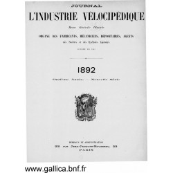 L Industrie Velocipedique 1892 Organe Des Fabricants Mecaniciens