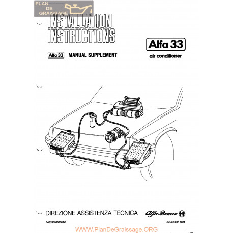 Alfa Romeo 33 Manual Supplement Air Cond