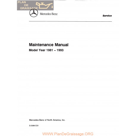 Mercedes W124 Maintenance Manual 1988 A 1993