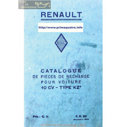 Renault 10cv Kz5 Pr93 Catalogue De Piece 1930