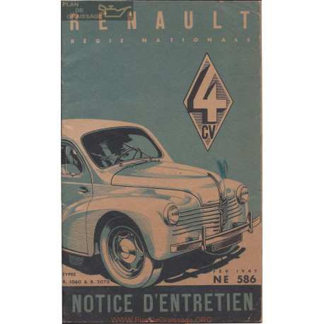 Renault 4cv Notice R1060 R2070 Ne586 1949