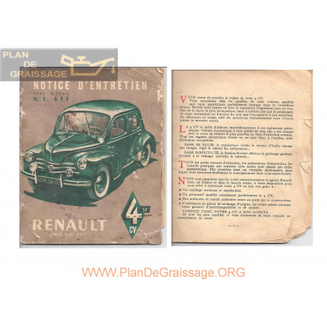Renault 4cv Notice R1062 Ne633 1954