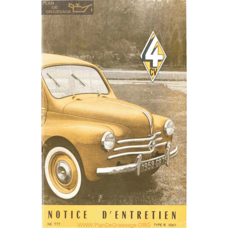 Renault 4cv Notice R1062 Ne777 1957