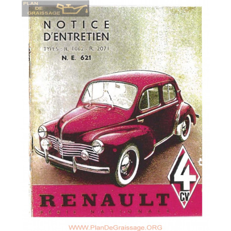 Renault 4cv Notice R1062 R2071 Ne621 Notice