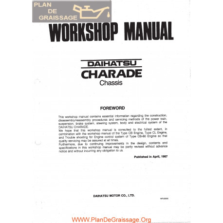 Daihatsu Charade 1987 Workshop Manual