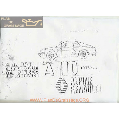 Renault A110 Pr 992 Fiches Techniques 1973