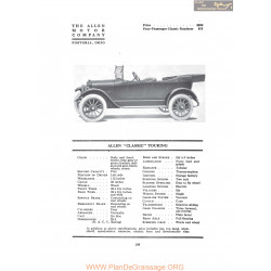 Allen Classic Touring Fiche Info 1917