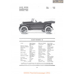 Allen Touring 41 Fiche Info 1919