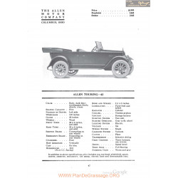 Allen Touring 43 Fiche Info 1920