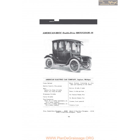 American Broc Double Drive Brougham 36 Five Persons Fiche Info 1916