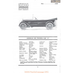 American Six Touring Car A Fiche Info 1917