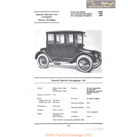 Anderson Detroit Electric Brougham 93 Fiche Info 1922