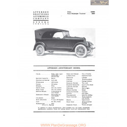 Apperson Anniversary Model Fiche Info 1919