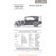 Apperson Beverly Sportster Tourequipt Fiche Info 1922