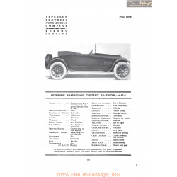 Apperson Roadaplane Chummy Roadster 6 17 4 Fiche Info 1917