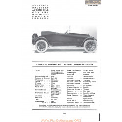 Apperson Roadaplane Chummy Roadster 6 17 4 Fiche Info Mc Clures 1917