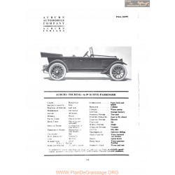 Auburn Touring 6 39 H Five Passenger Fiche Info 1919