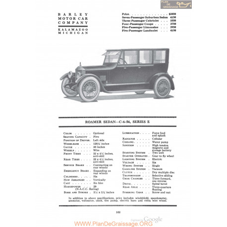 Barley Roamer Sedan C 6 54 Series E Fiche Info 1920