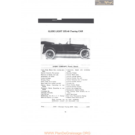 Bartholomew Glide Light Six 40 Touring Car Fiche Info Mc Clures 1916