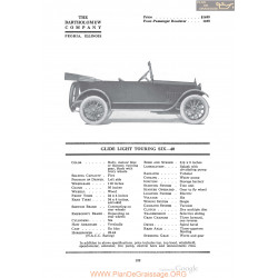 Bartholomew Glide Light Touring Six 40 Fiche Info 1920