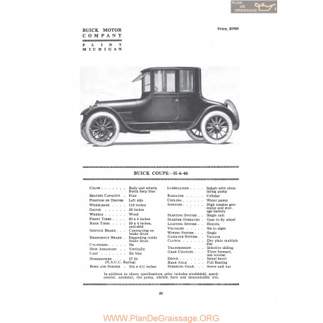 Buick Coupe H 6 46 Fiche Info 1919