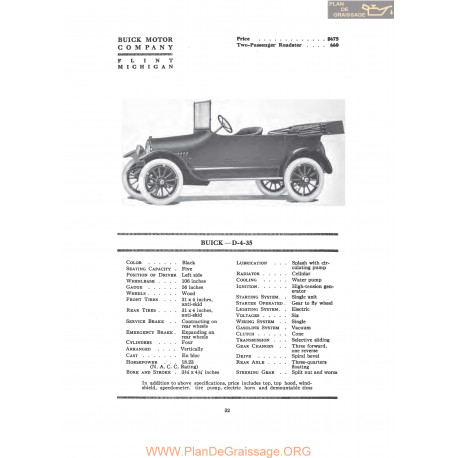 Buick D 4 35 Fiche Info 1917