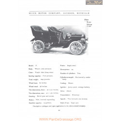 Buick Model F Fiche Info 1906