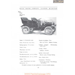 Buick Model F Touring Fiche Info 1907