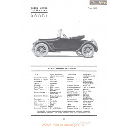 Buick Roadster K 6 44 Fiche Info 1920